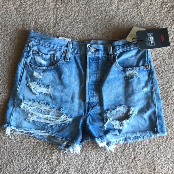 levi's 501 high rise shorts fault line
